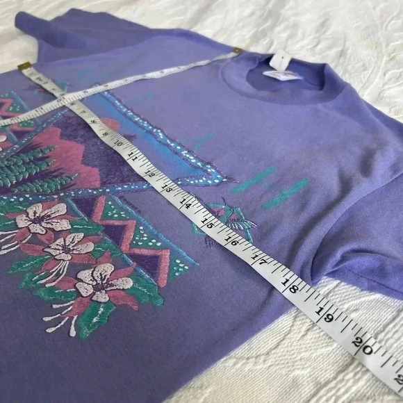 Vintage Sparkly Utah Mtn Landscape 1993 Tee T-Shirt Deadstock Purple Women’s M - Picture 5 of 15